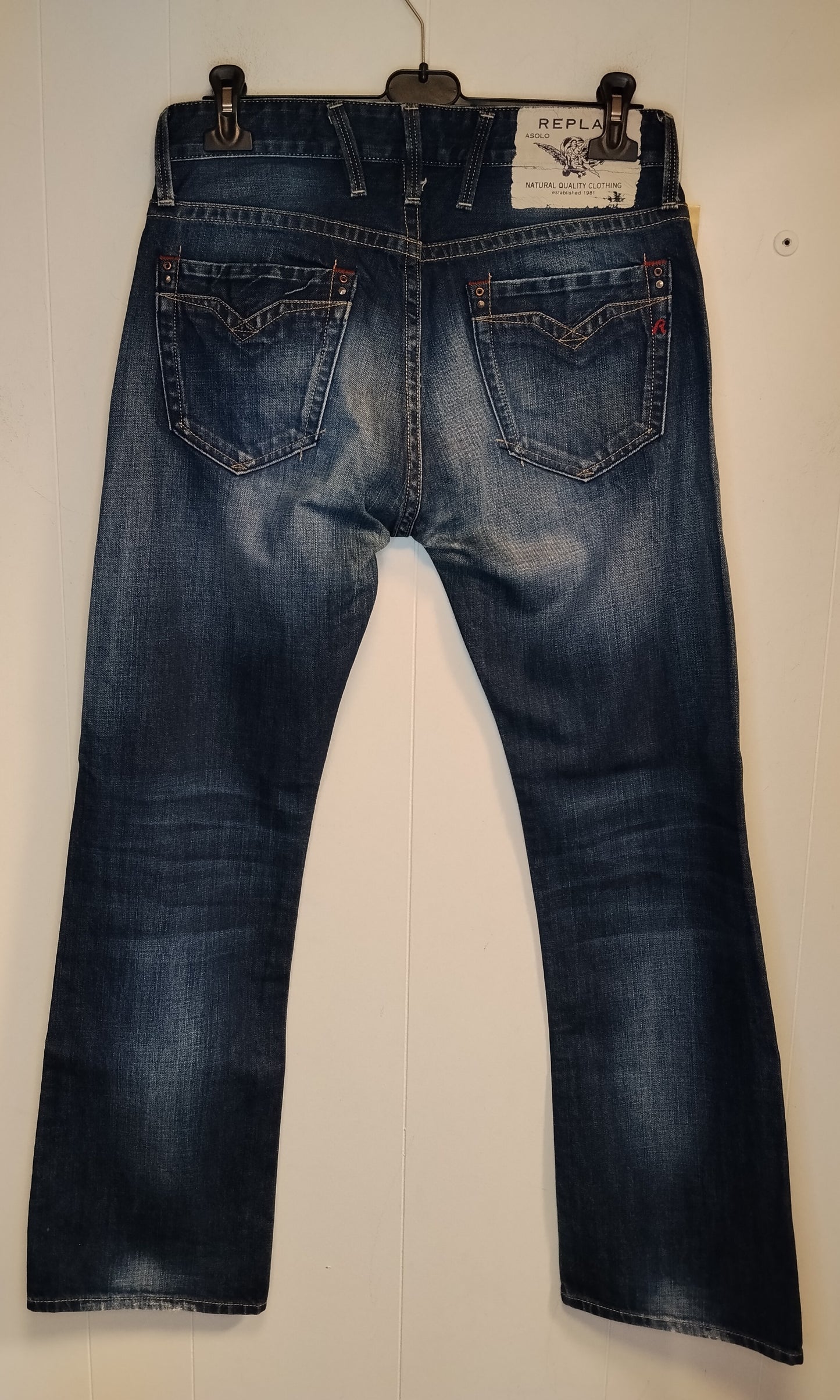 Jeans Uomo Replay Denim Blu Taglia 46 Girovita 82 cm Lunghezza Interna 79 cm