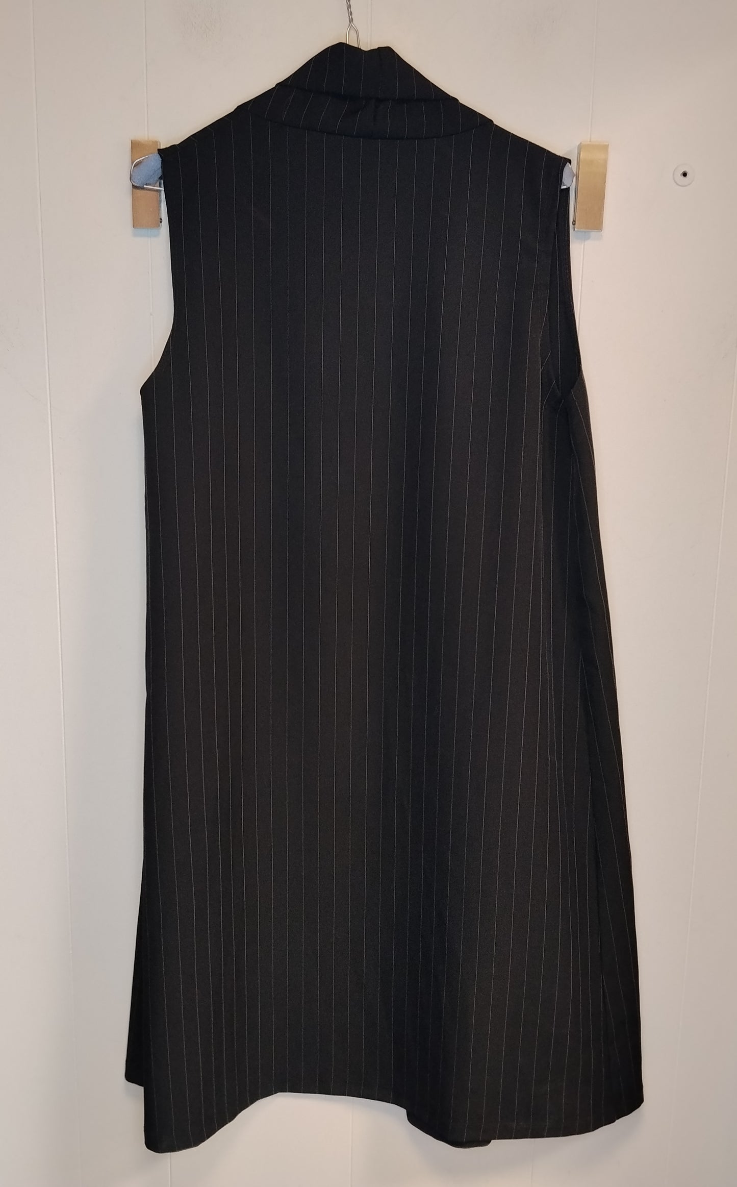 Completo Donna 2 Pezzi Gessato Nero Taglia M Pantalone Palazzo e Gilet Lungo