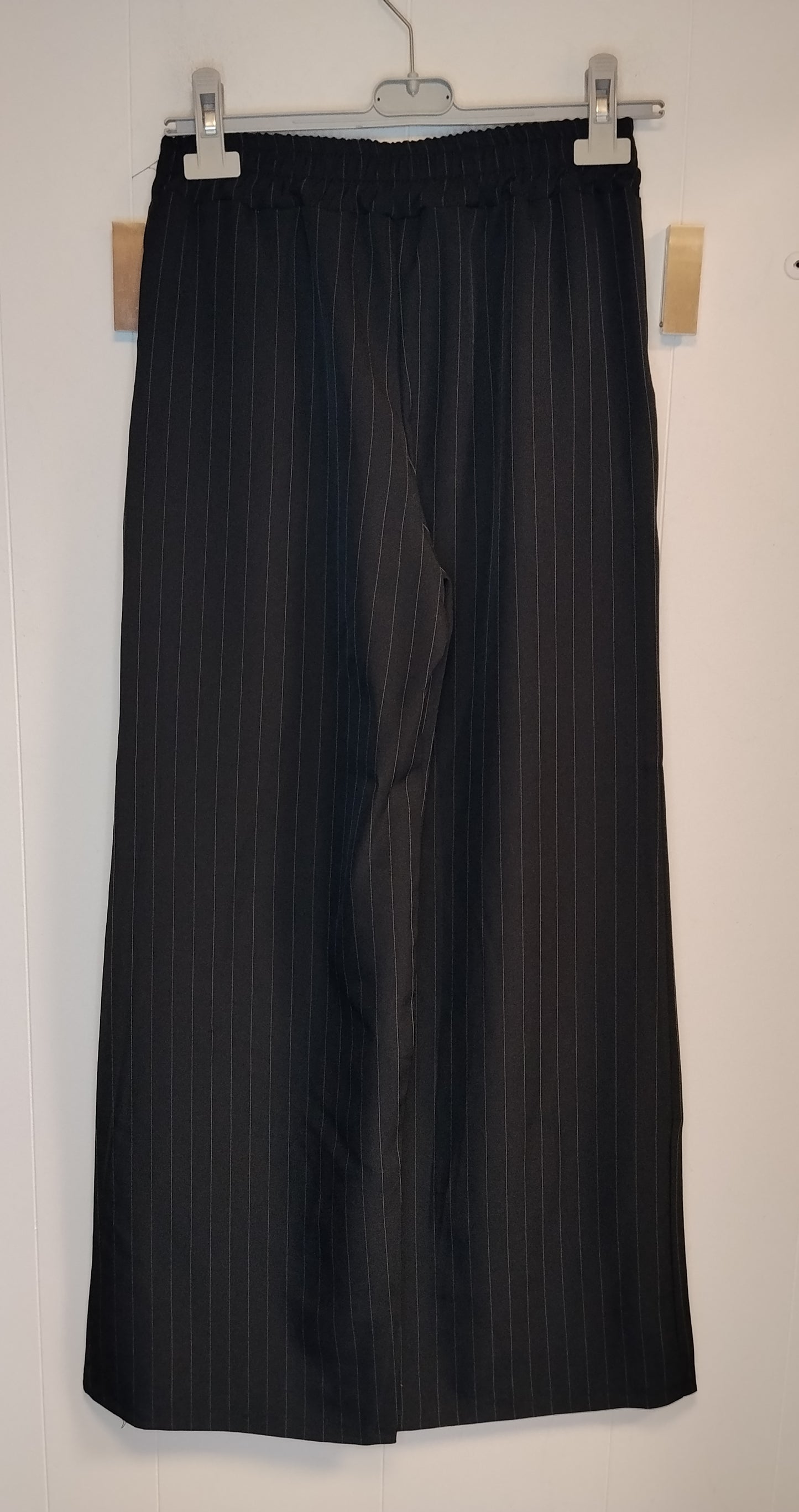 Completo Donna 2 Pezzi Gessato Nero Taglia M Pantalone Palazzo e Gilet Lungo