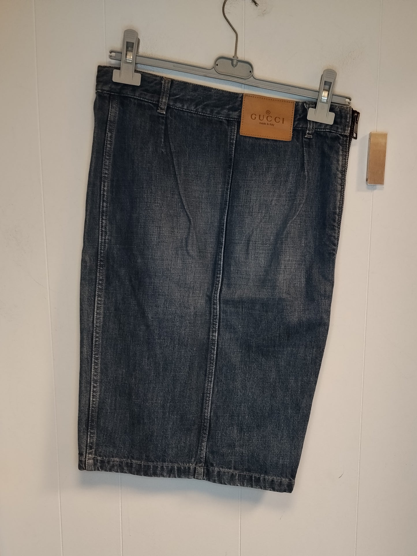 Gonna Jeans Gucci Donna Taglia 38 Denim Blu Gonna Tubino con Zip Laterale