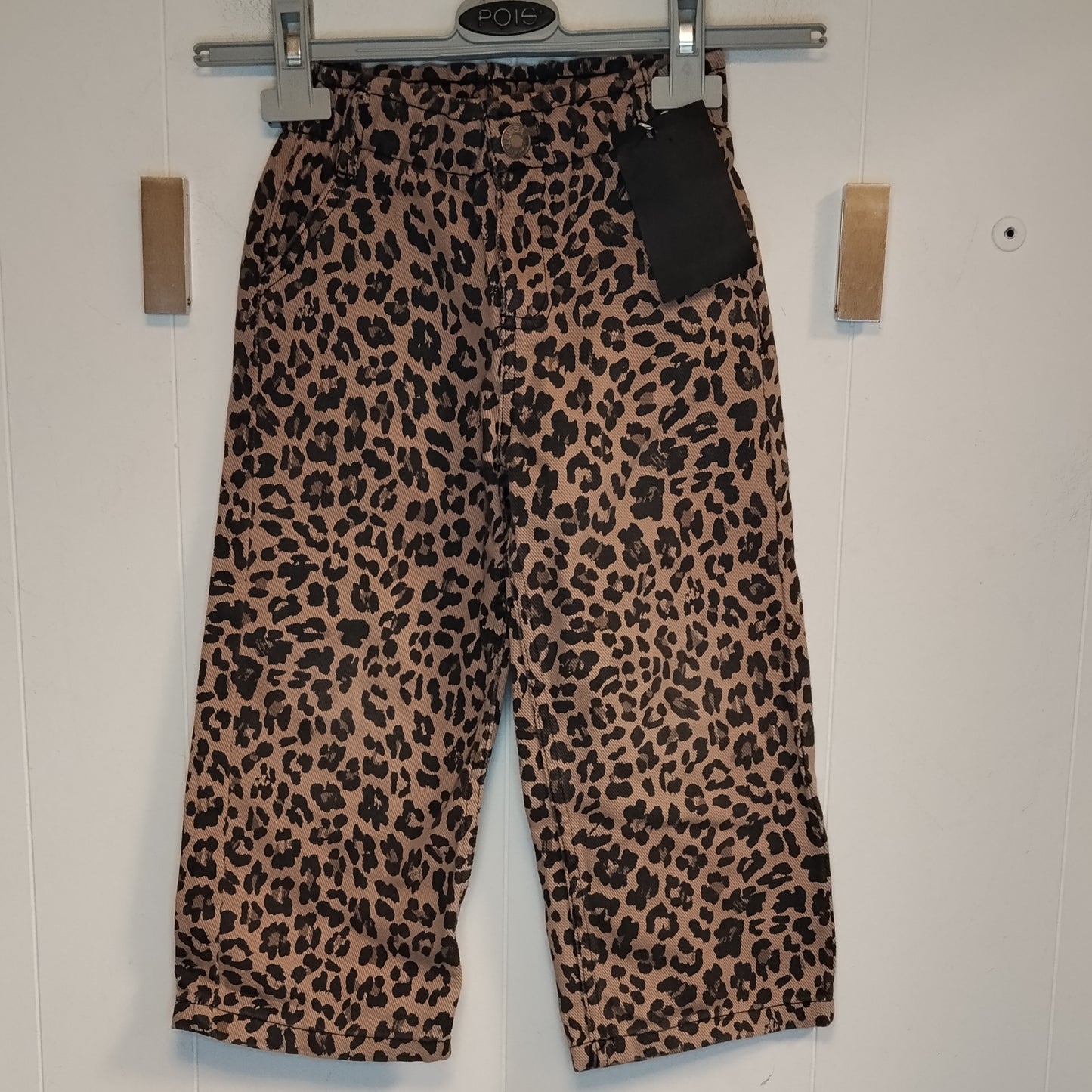 Pantaloni Bambina KIK Leopardati Taglia 4 Anni 104 cm Vita Arricciata