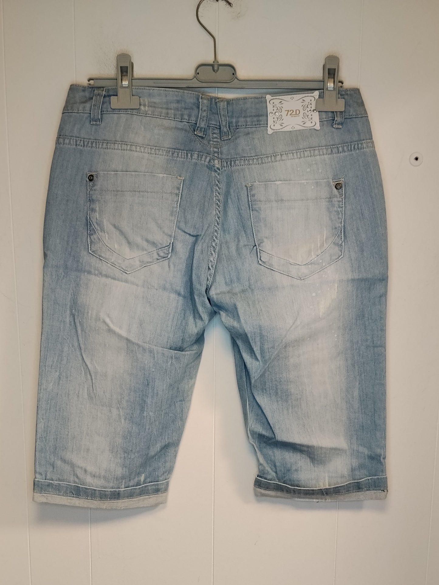 Bermuda Donna 72D Jeans Chiaro Effetto Used Taglia 46