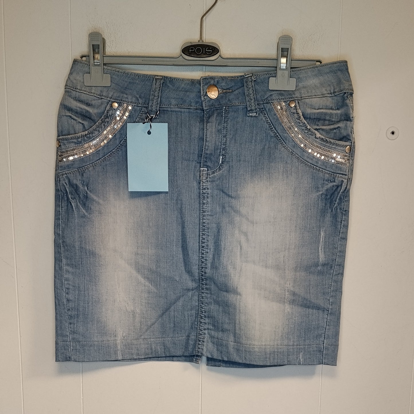Gonna Donna Jeans Chiaro con Paillettes Taglia 44