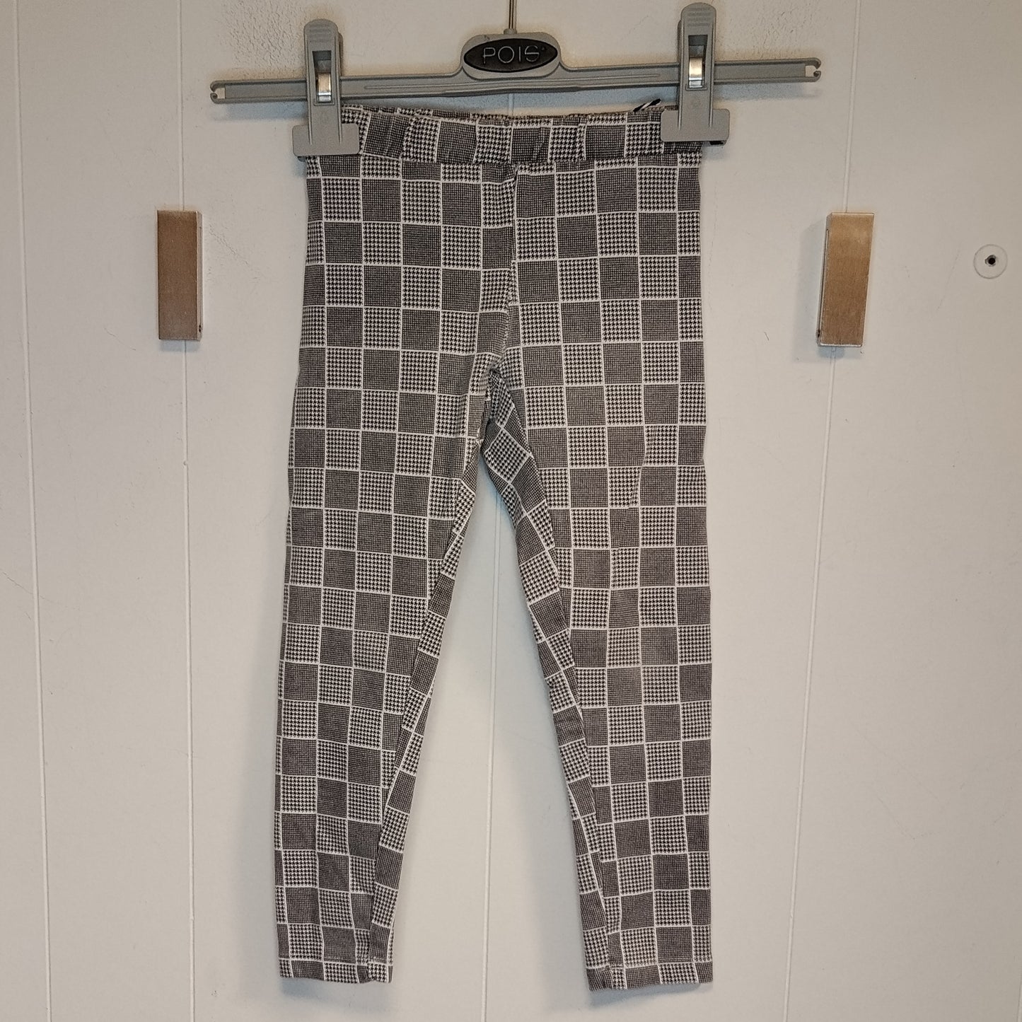 Leggings Bambina OVS Fantasia Quadri Bianco Nero Taglia 4-5 Anni 110 cm