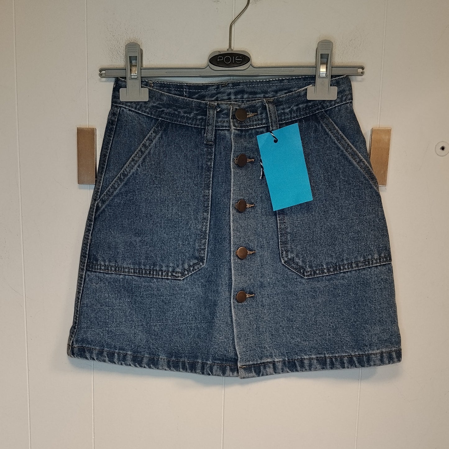Gonna Donna in Denim Blu con Bottoni Frontali Taglia XS