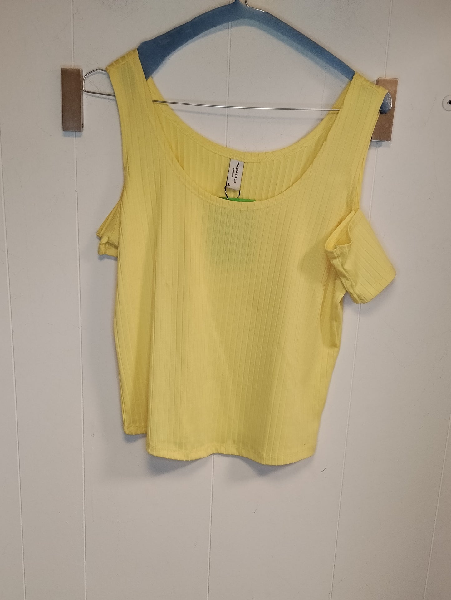 Top Piazza Italia Donna Taglia L Giallo Costine Spalle Scoperte
