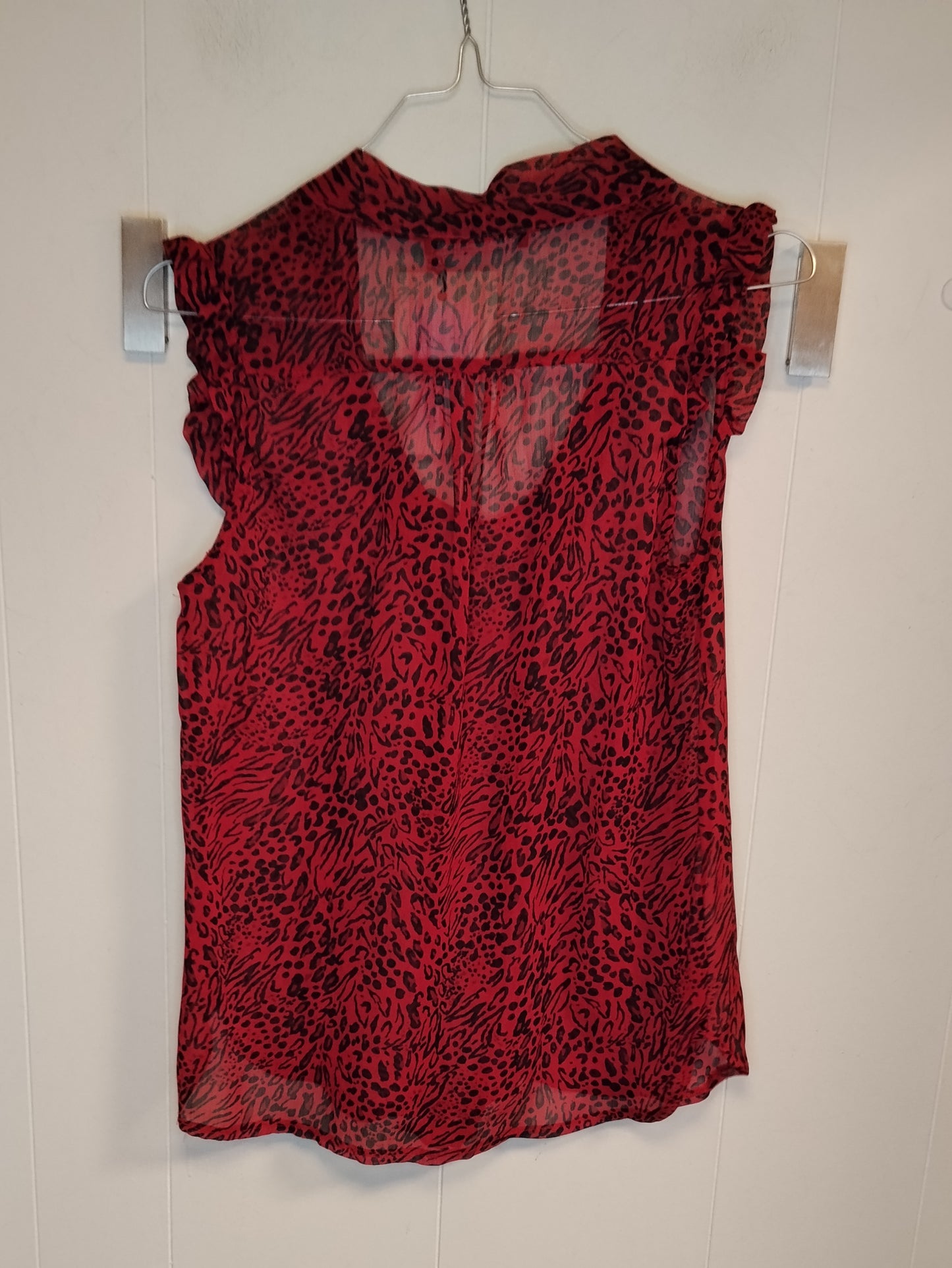 Blusa Donna Atmosphere Animalier Rossa e Nera Taglia 40 Camicia Leggera
