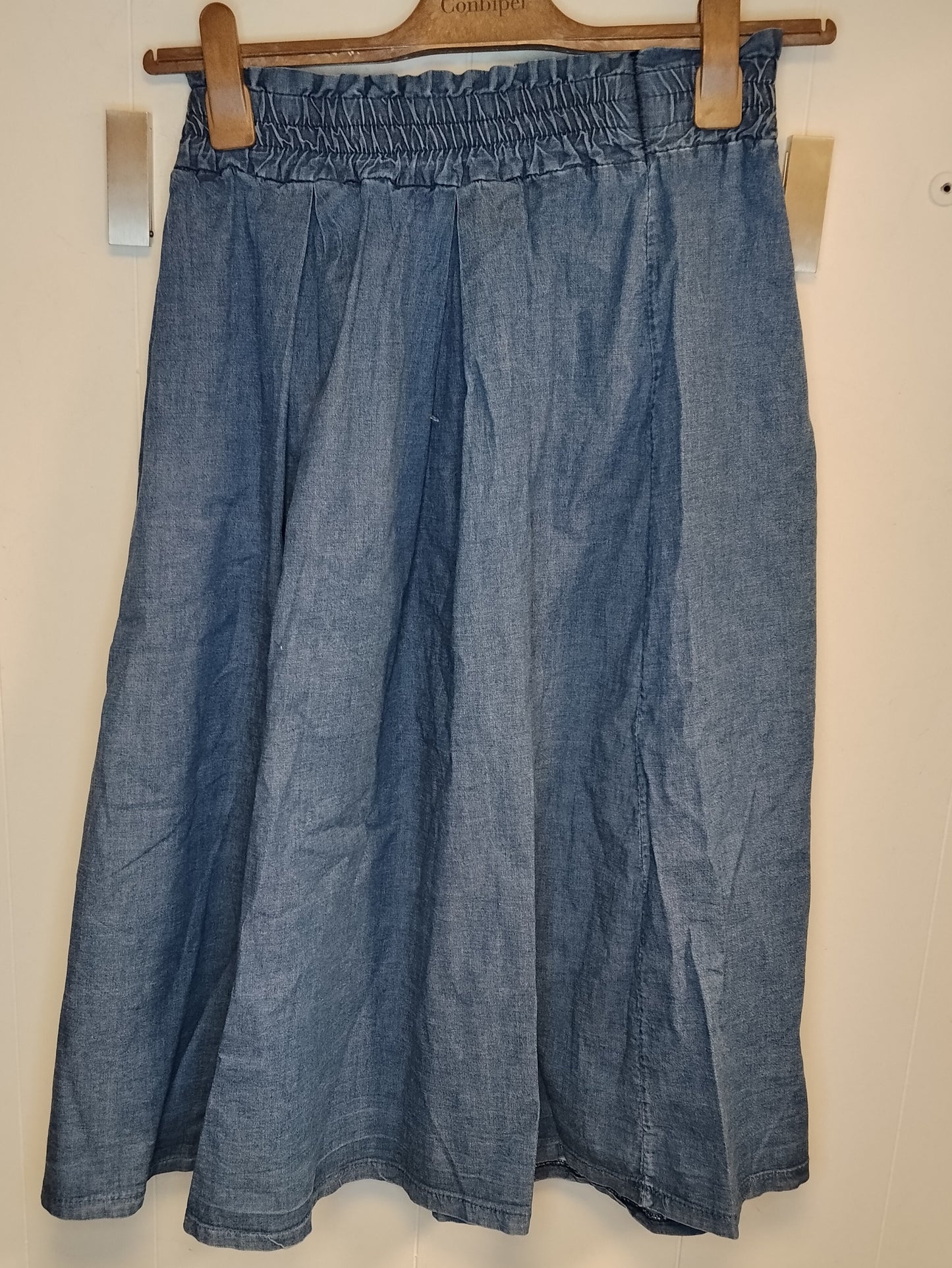 Gonna Lunga Donna Effetto Denim Blu Taglia M Vita Elasticizzata Girovita 66 cm