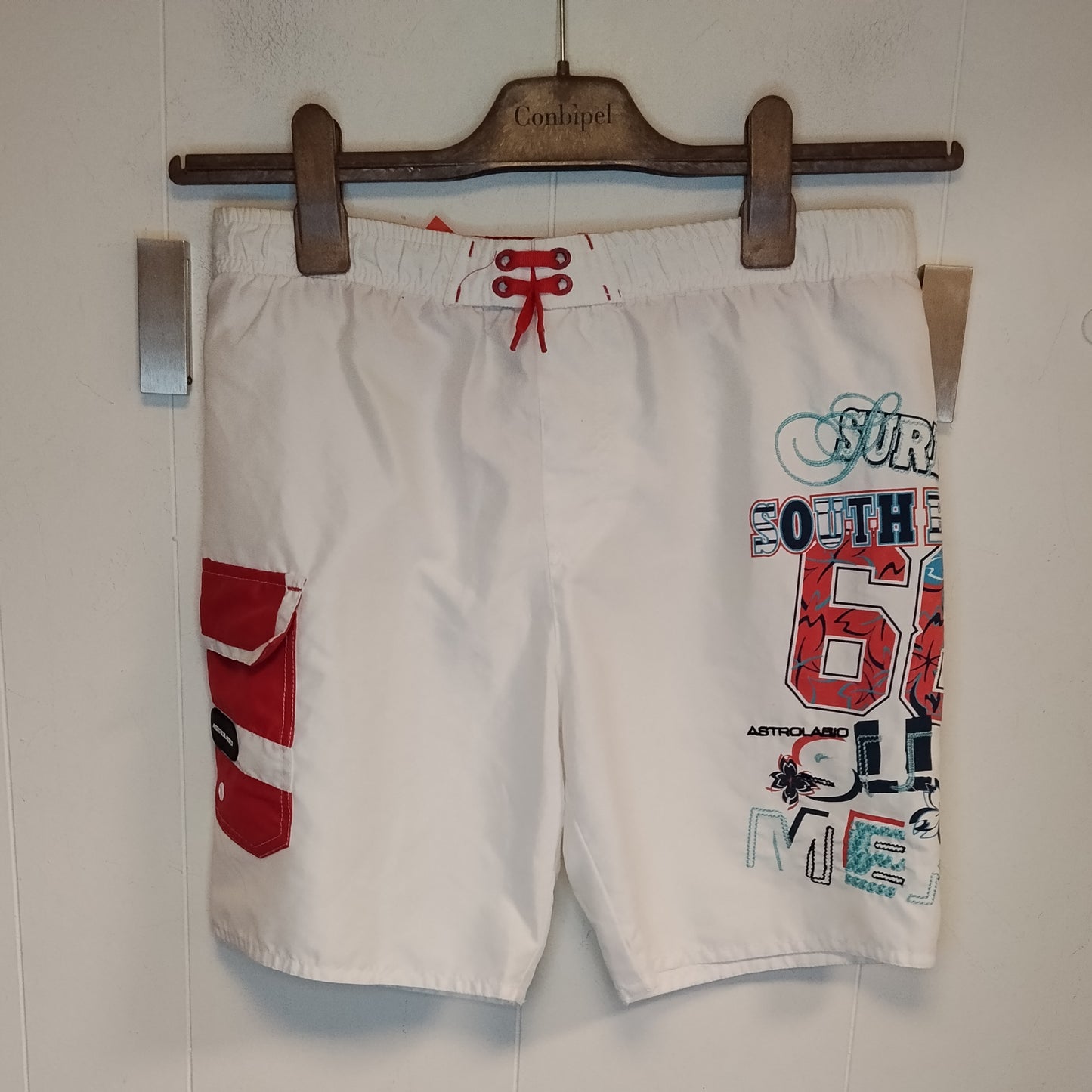 Costume Mare Bambino Astrolabio Bianco 9-10 Anni 134 cm Bermuda Surf con Tasche Cargo