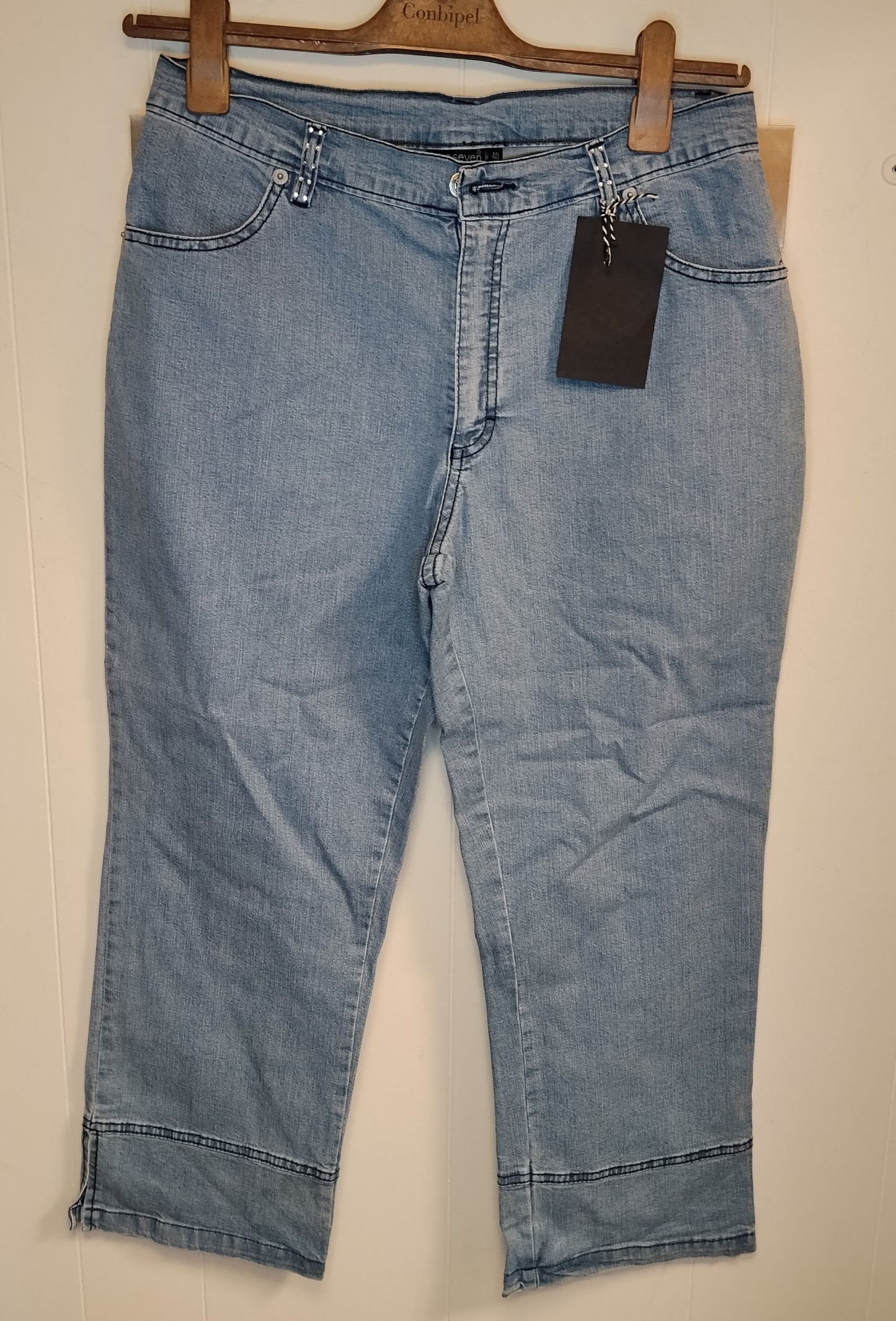 Jeans Capri Blue Seven Donna Taglia 40 Denim Chiaro Pantaloni 3/4