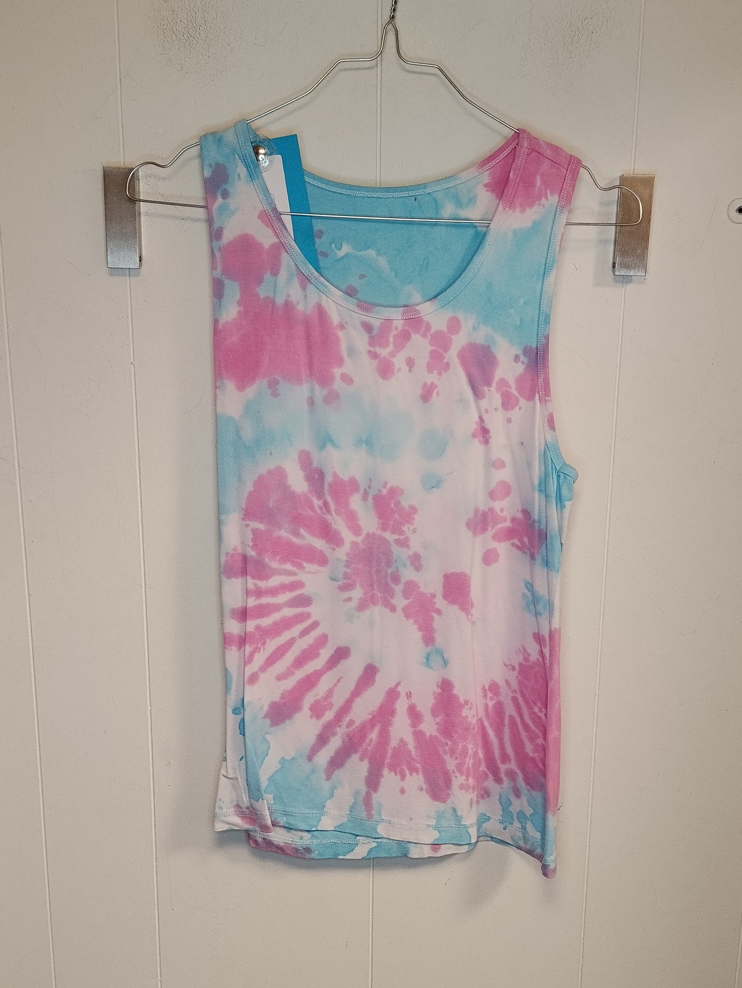Canotta Donna Tie Dye Rosa e Azzurro Taglia S Top Estivo Senza Maniche