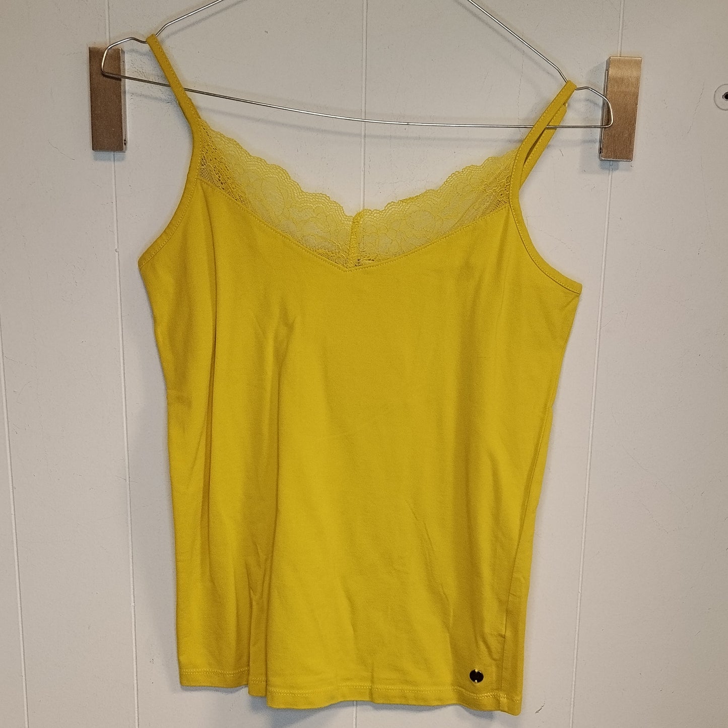 Top Garcia Donna Giallo Senape con Pizzo Taglia XS Canotta Elegante