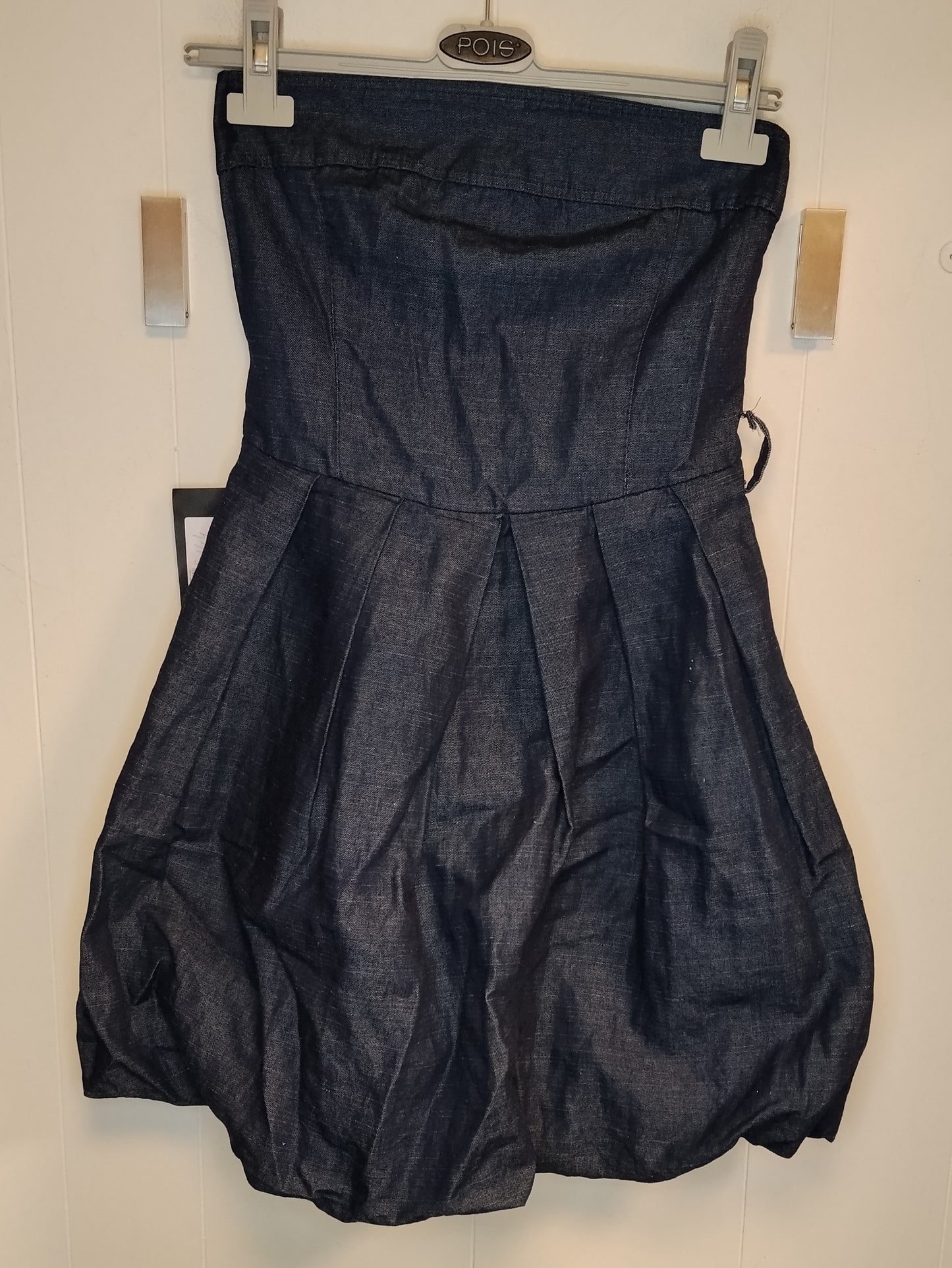 Vestito Donna Denim Senza Spalline Taglia S Abito Balloon Blu Jeans