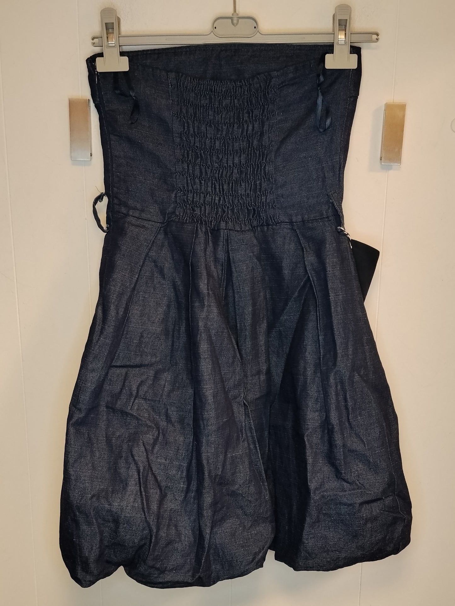 Vestito Donna Denim Senza Spalline Taglia S Abito Balloon Blu Jeans