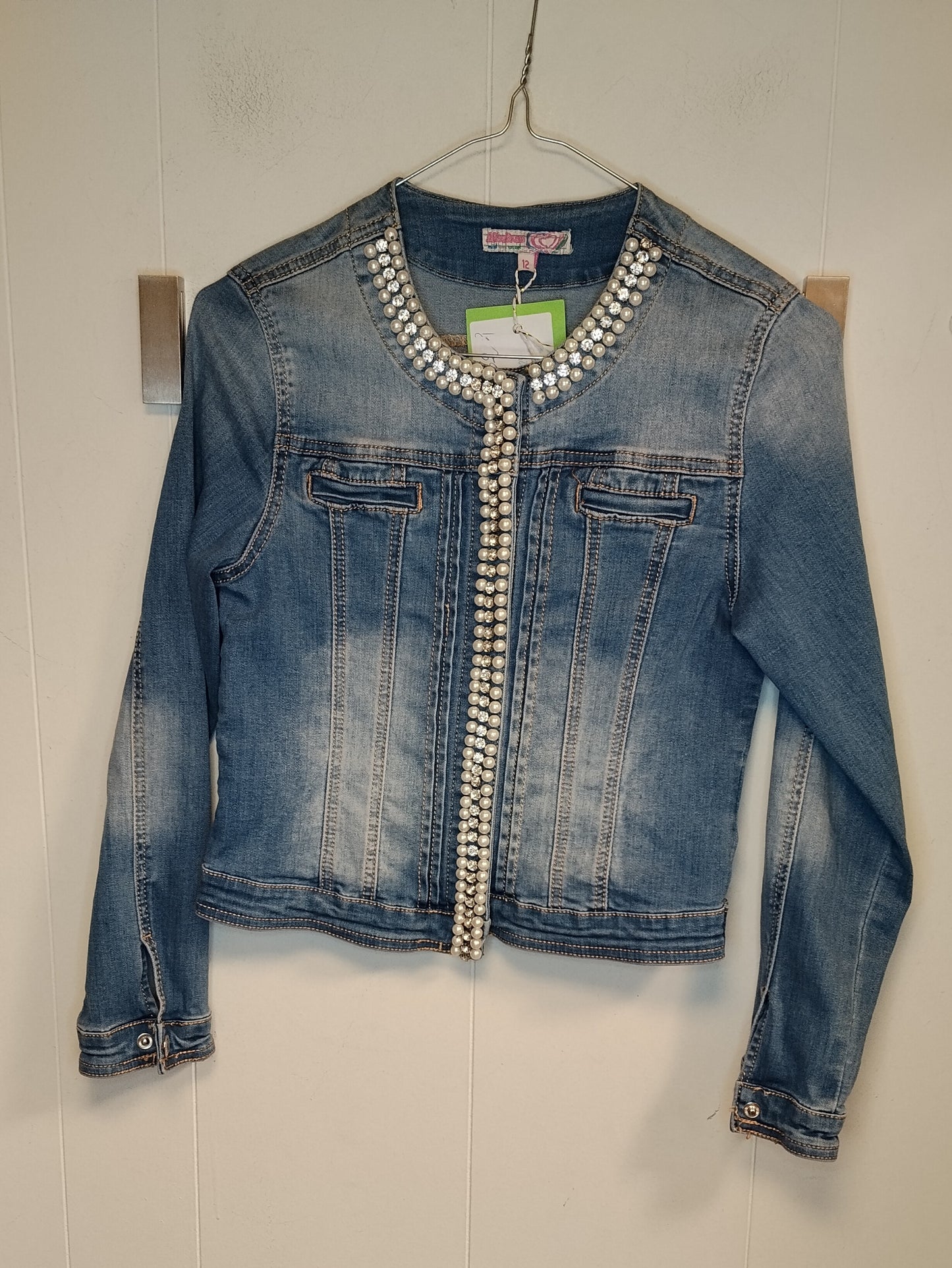 Giacca Jeans Bambina Miss Brum con Perle Taglia 12 Anni