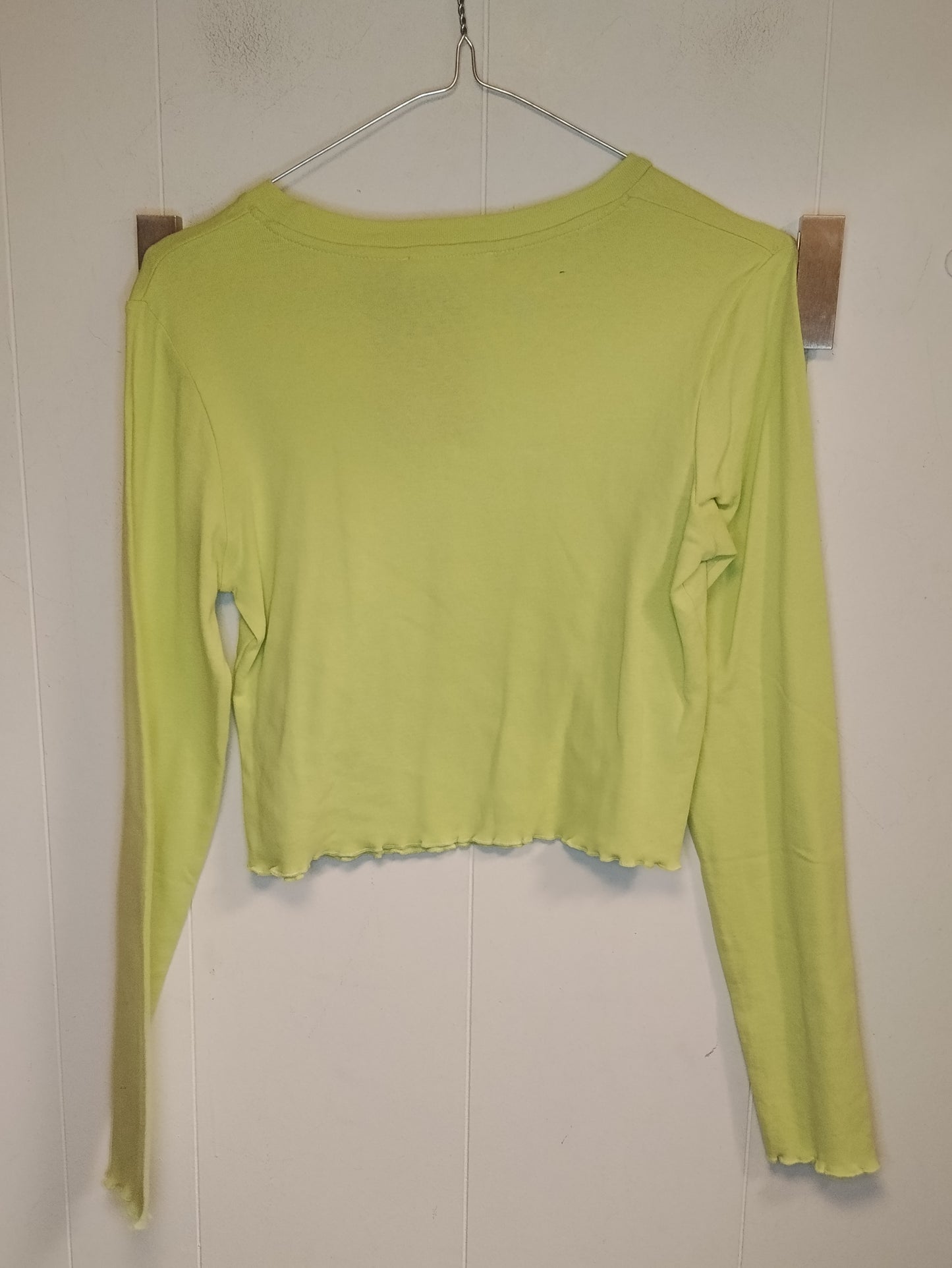 Maglia Crop Top Terranova Verde Lime Manica Lunga Taglia L