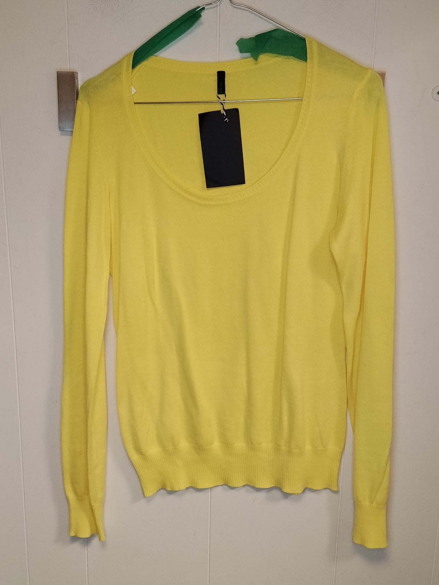 Maglia Benetton Donna Giallo Lime Manica Lunga Taglia L