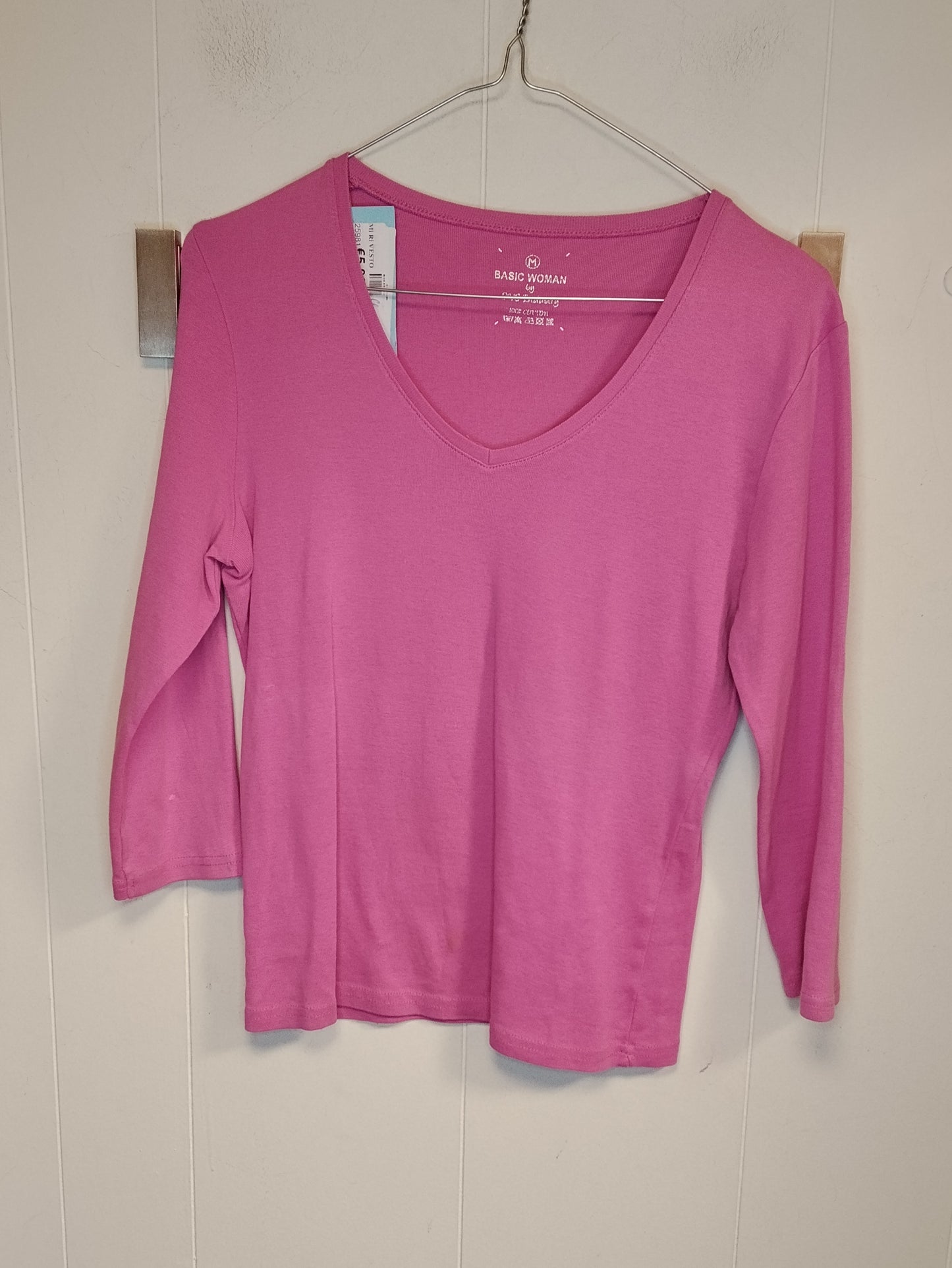 Maglia OVS Basic Woman Rosa Fucsia Manica 3/4 Taglia M