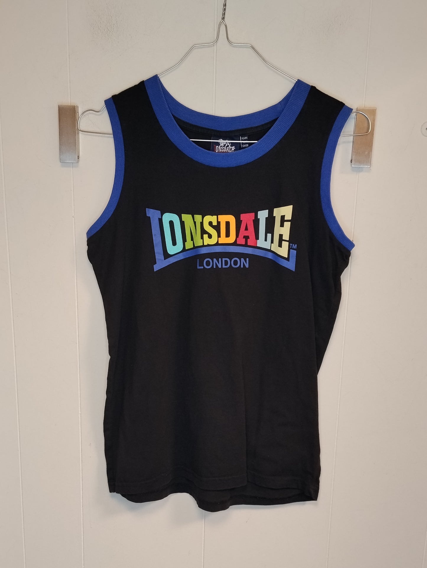 Canotta Ragazzo Lonsdale London Nera Multicolor 12-13 Anni 158 cm