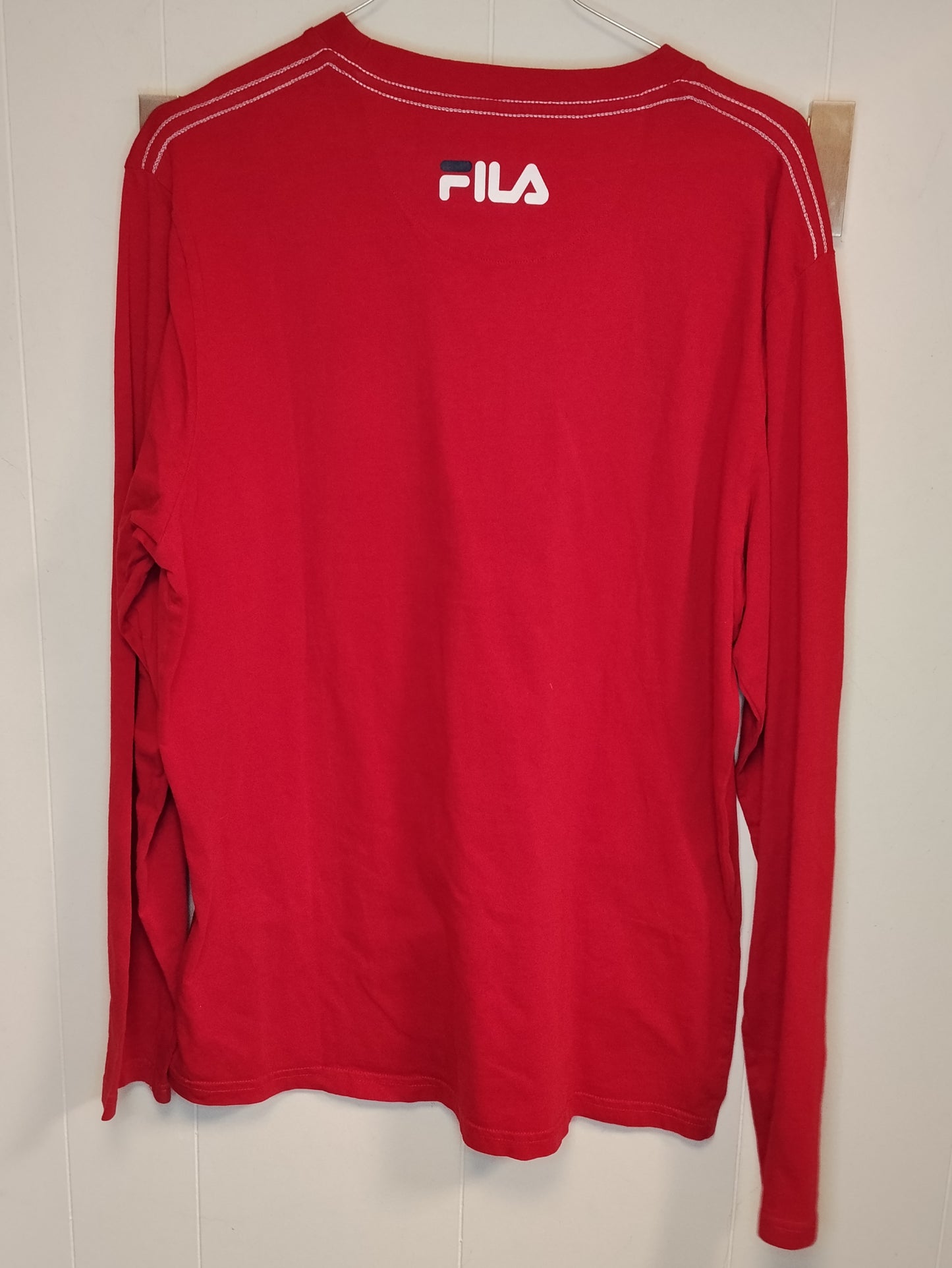 Maglia Fila Uomo Rossa Manica Lunga Logo Frontale Taglia L
