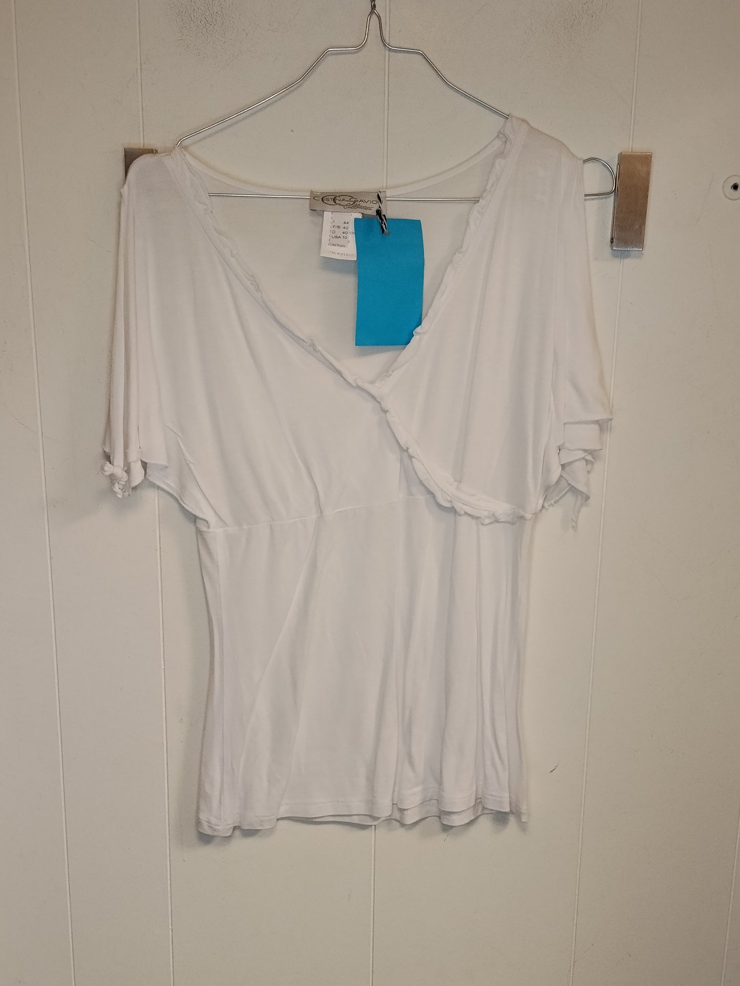 Maglia Donna Cristina Gavioli Bianca Taglia 44 Scollo Incrociato Made in Italy