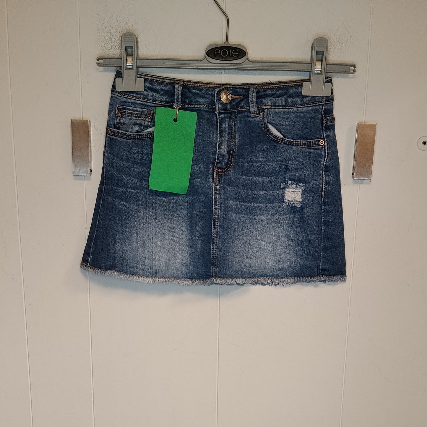Gonna Jeans Bambina Zara Taglia 7 Anni Denim Blu con Effetto Used