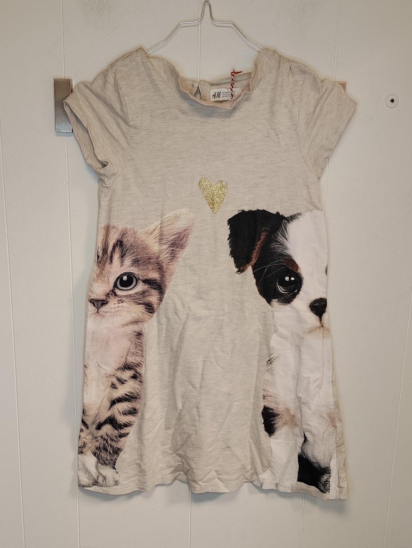 Vestito Bambina H&M Taglia 8-10 Anni 140 cm Stampa Gatto e Cane