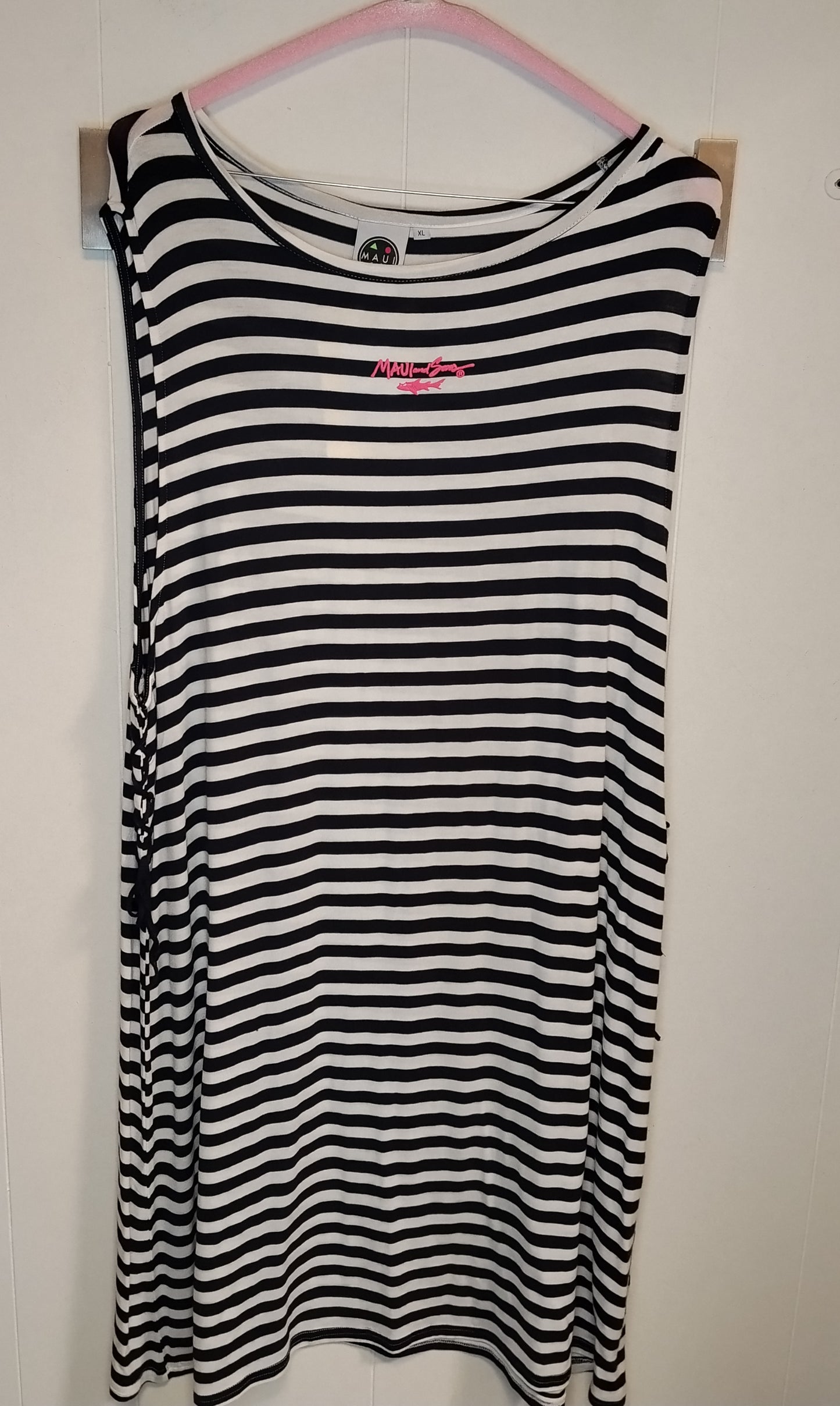 Vestito Maui and Sons Donna Taglia XL a Righe Bianco Nero Stile Marinaro