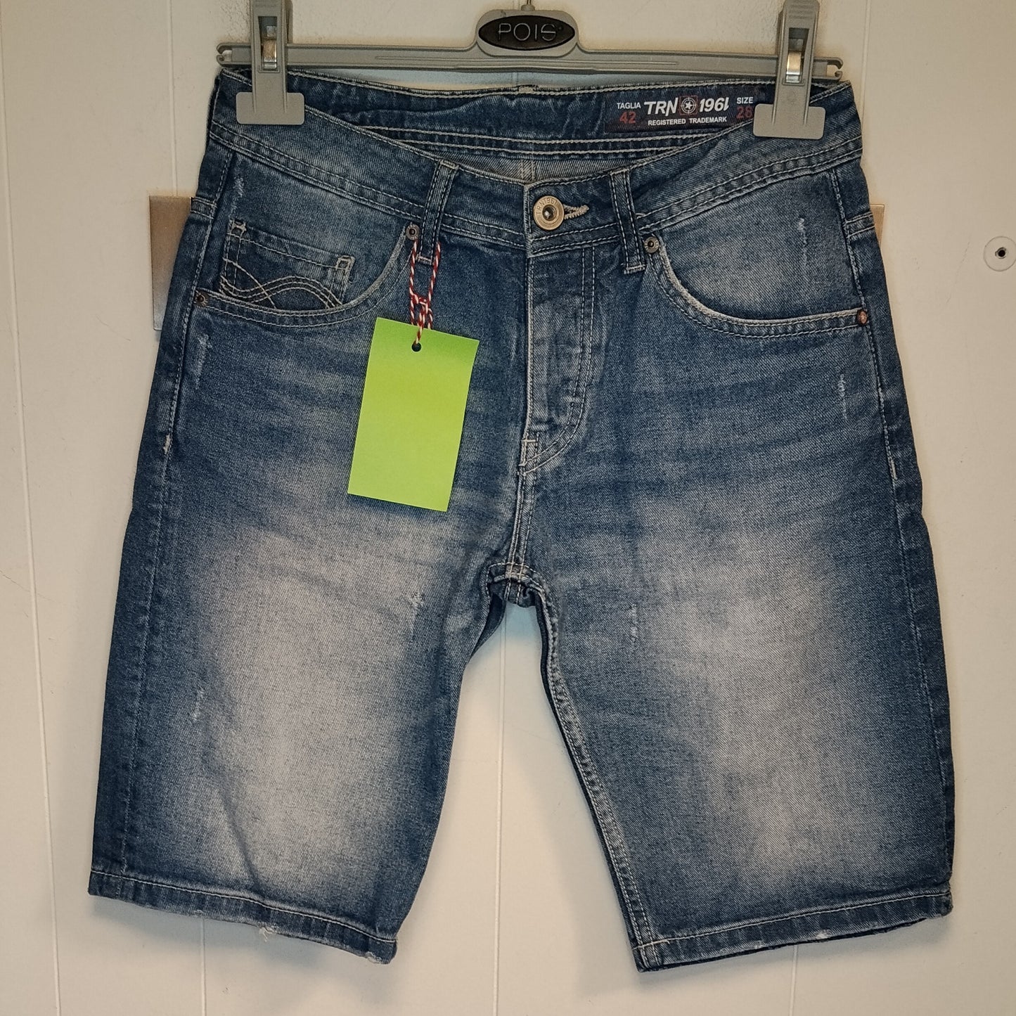 Bermuda Jeans Uomo TRN1961 Taglia 42 Girovita 74 cm Denim Lavaggio Medio