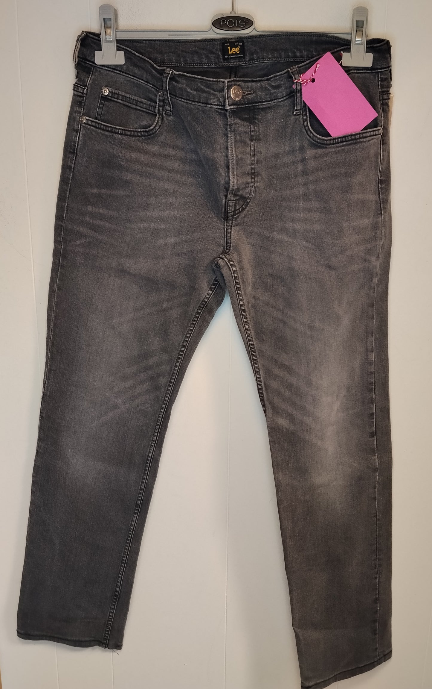Jeans Lee Uomo Grigio Slim Fit Taglia 48 Girovita 84 cm Denim Elasticizzato