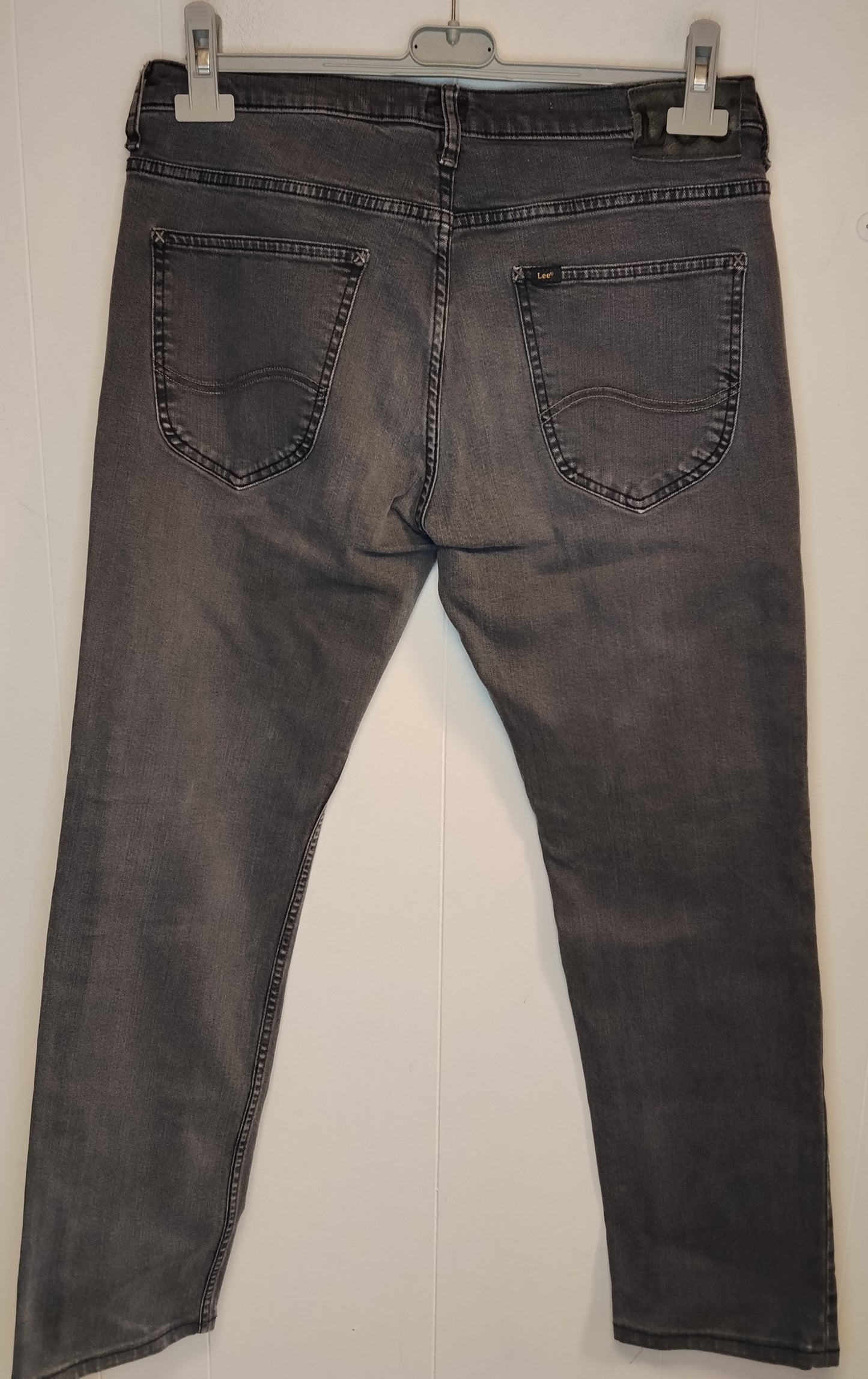 Jeans Lee Uomo Grigio Slim Fit Taglia 48 Girovita 84 cm Denim Elasticizzato