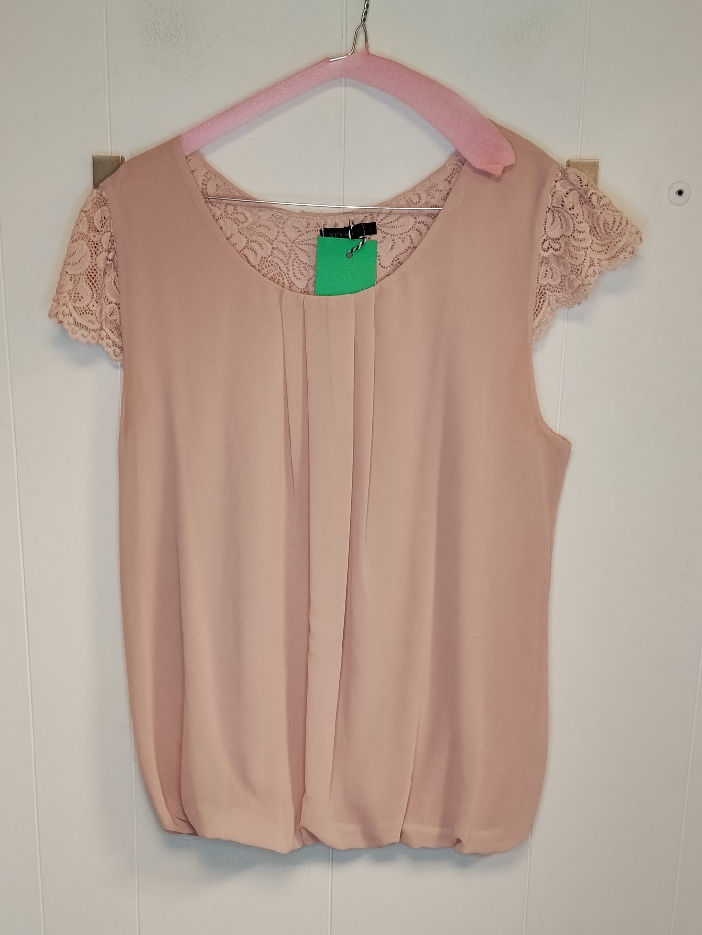Blusa Nuna Lie Rosa Cipria Taglia L con Maniche in Pizzo Elegante