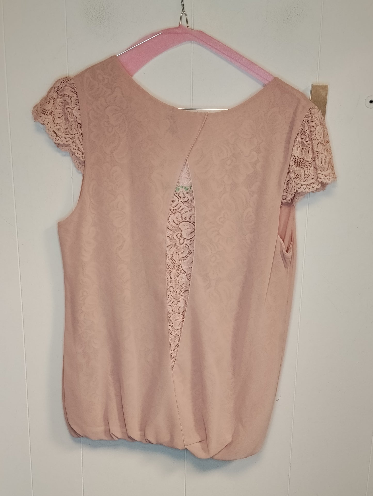 Blusa Nuna Lie Rosa Cipria Taglia L con Maniche in Pizzo Elegante