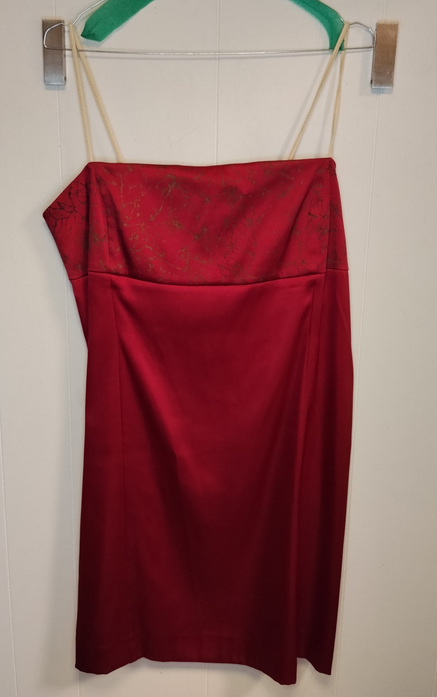 Abito Tubino Donna Rosso Satinato Taglia M Elegante Spalline Sottili
