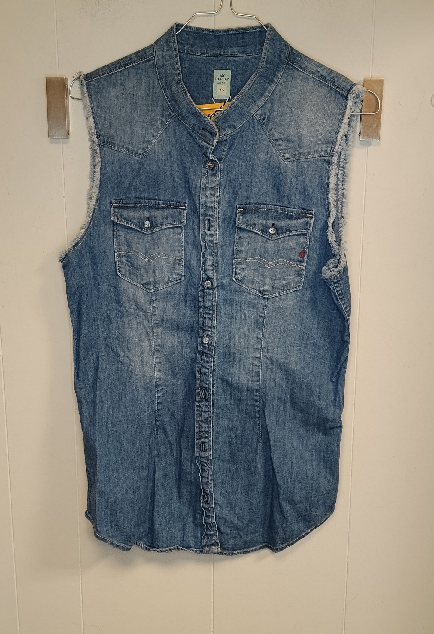Camicia Smanicata Replay Donna Denim Chiaro Taglia XS