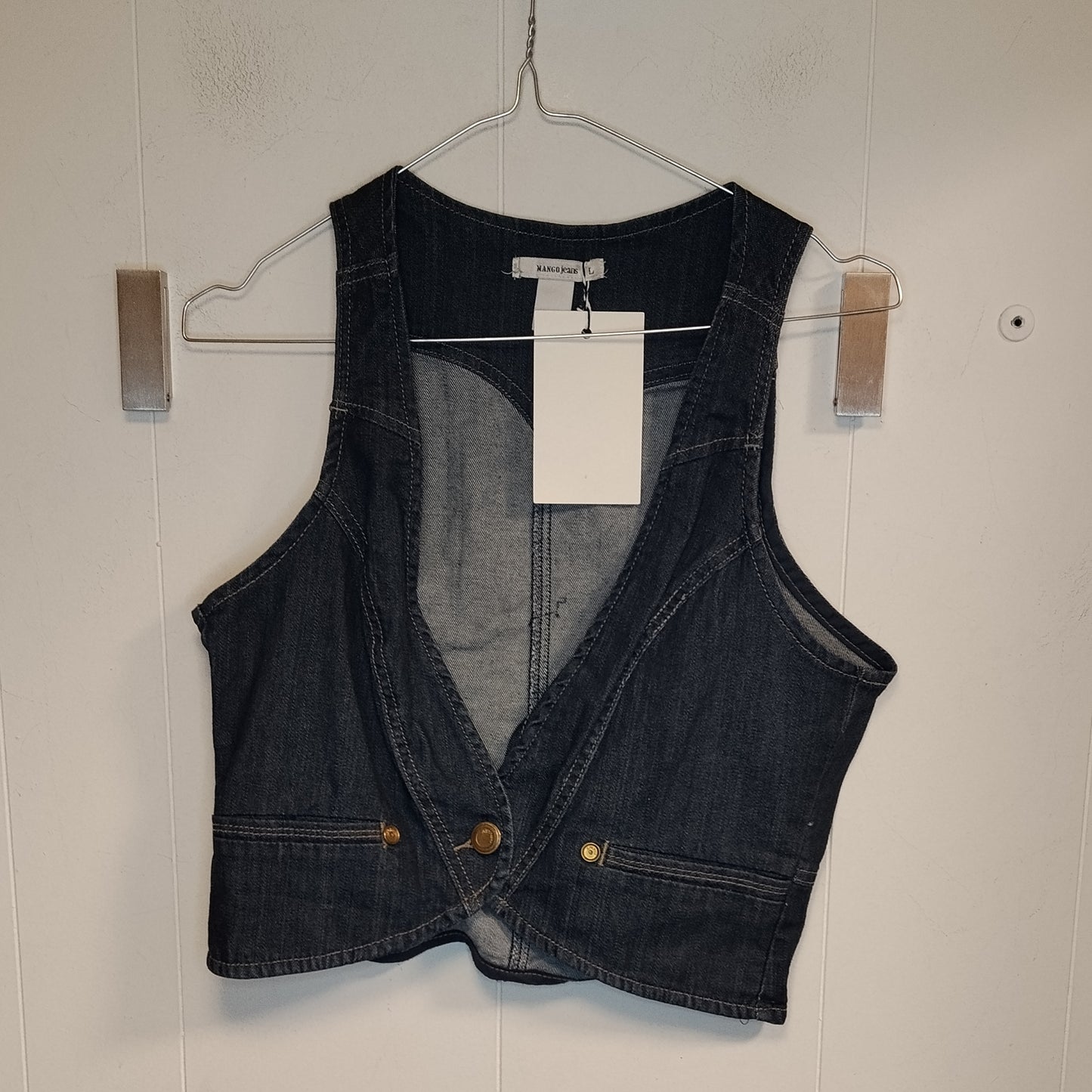 Gilet Donna Mango Jeans Denim Blu Scuro Taglia L