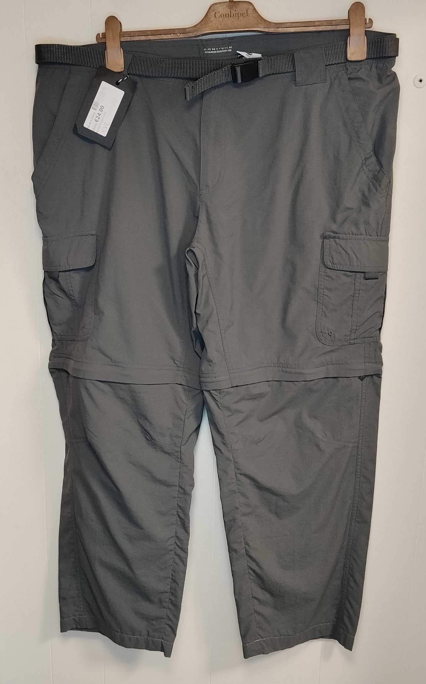 Pantaloni Trekking Uomo Columbia Convertibili Grigio Taglia XXL Omni-Wick