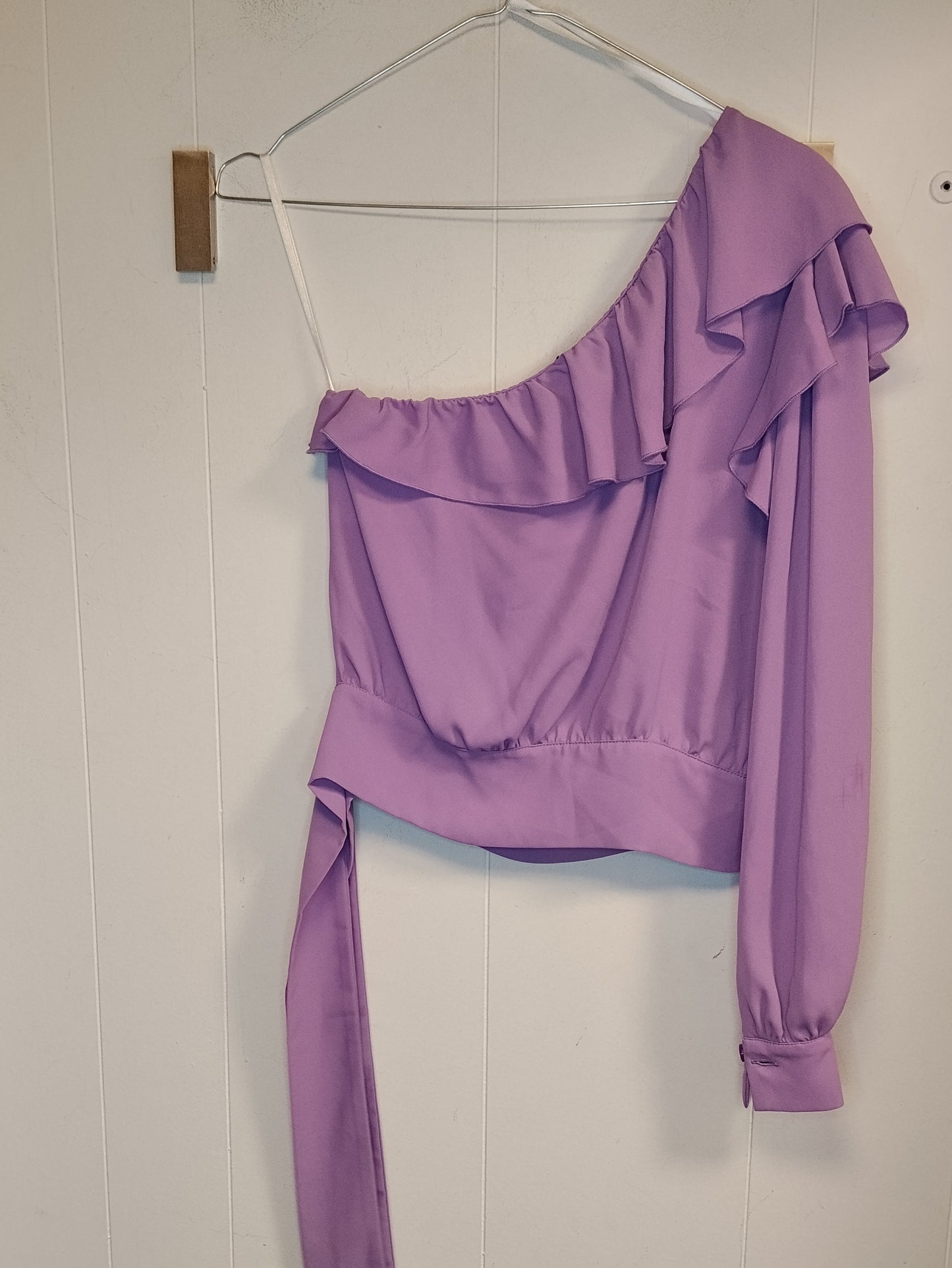 Top Monospalla Denny Rose Taglia S Lilla Elegante con Volant