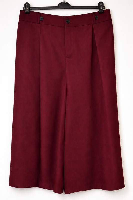 Pantaloni Donna Zara Taglia M Bordeaux Palazzo Vita Alta Eleganti